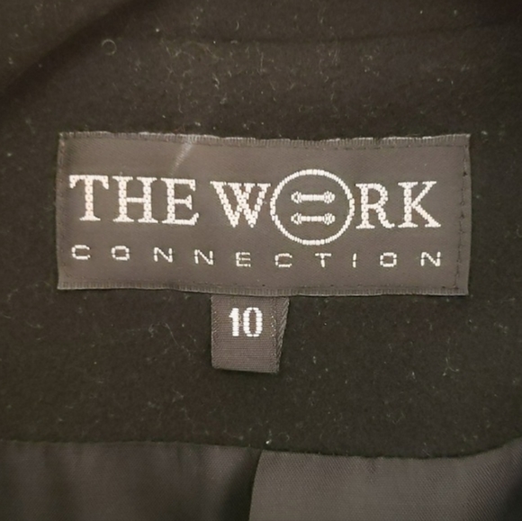 The Work Connection| Black Thick Wool Trench Coat With Faux Pockets - Picture 3 of 7